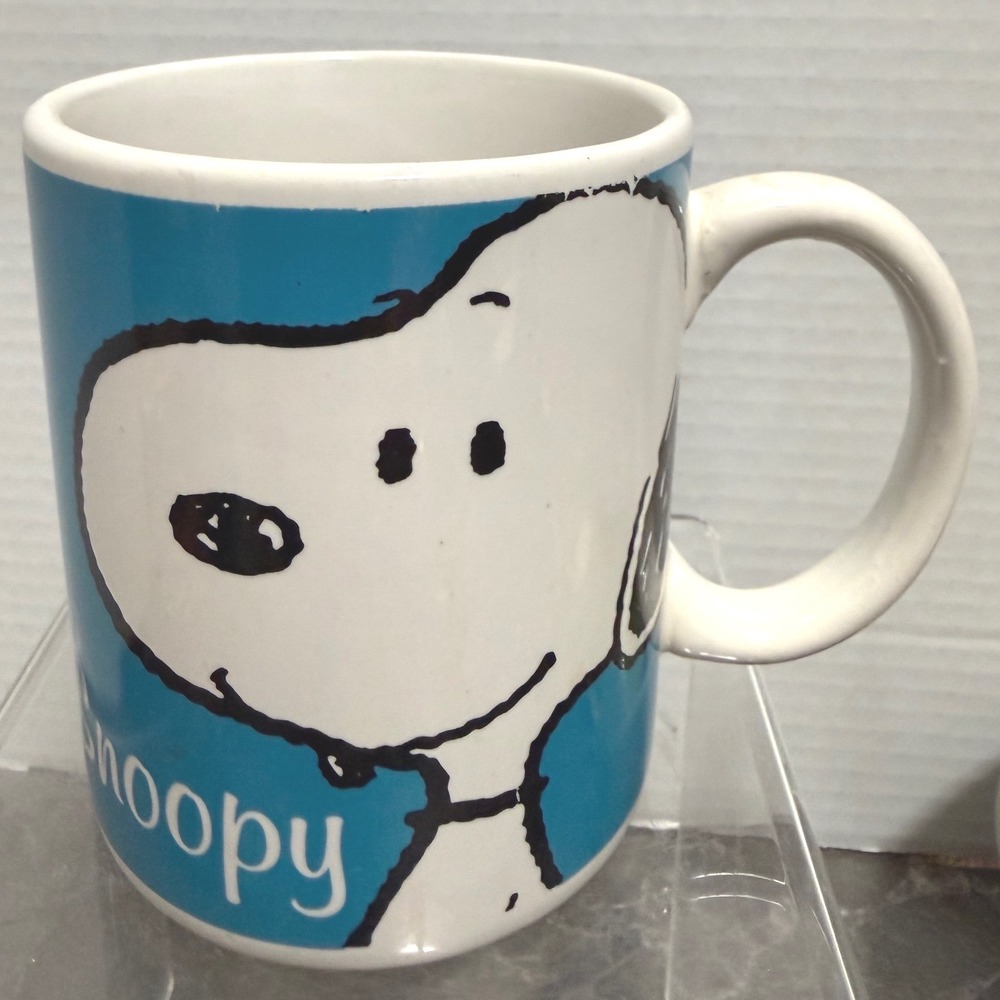 Peanuts Snoopy Evolution Blue Ceramic Coffee Mug Gibson 2010 Timeline 5292